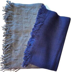 CLEARANCE NWT 2 Vintage Winter Scarves One Blue, One Grey